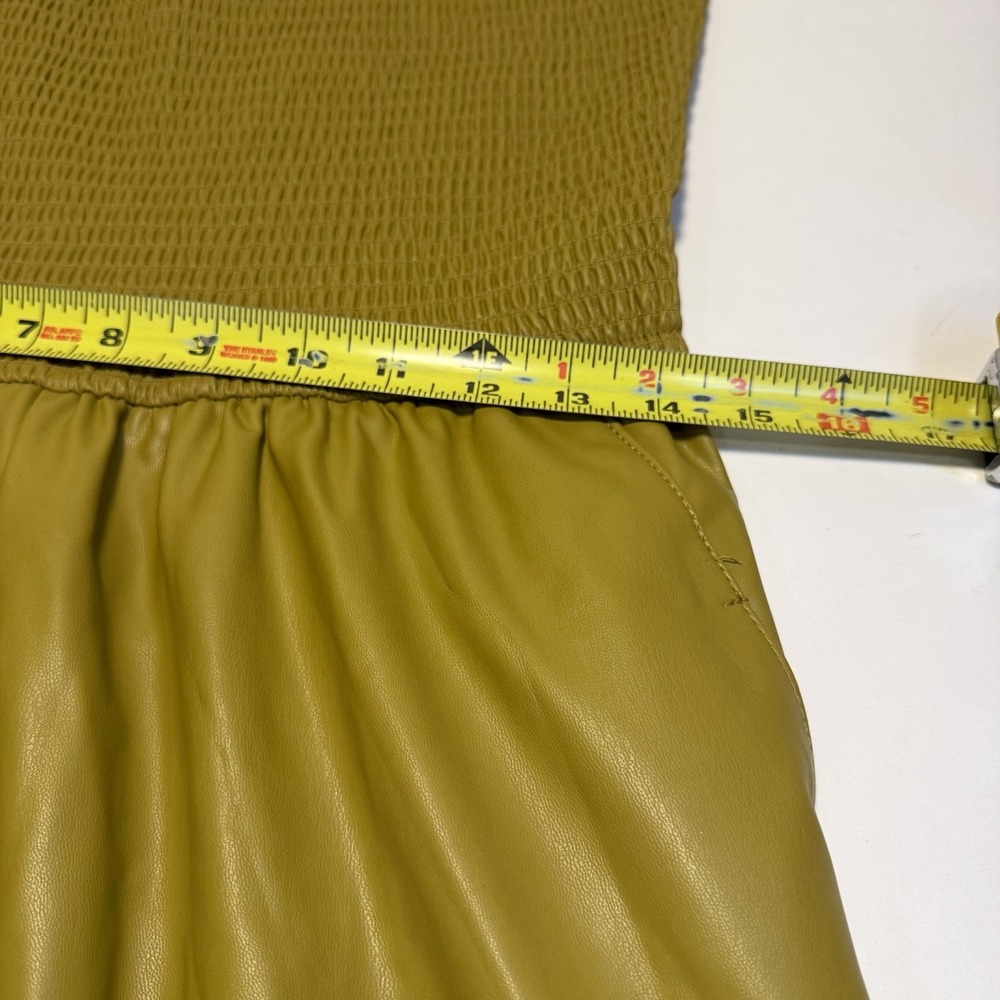 Pilcro Anthropologie Faux Leather Smocked Wide-Leg Jumpsuit M Boho Preppy - Picture 7 of 16